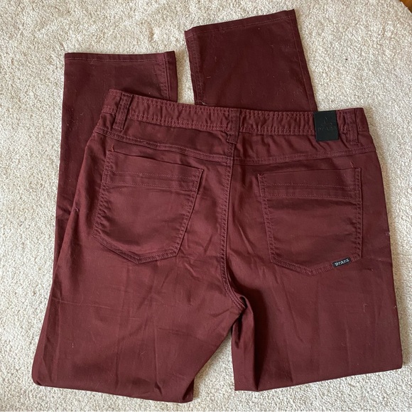 PRANA Men’s slim-fit jean-style pants trousers 36/32, beautiful burgundy maroon - Picture 2 of 10